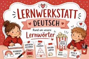 Vorschau - Stationenlernen - Lernwerkstatt Deutsch Lernwörter Stationenarbeit - Deckblatt