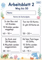 Vorschau - Arbeitsblätter - Sachaufgaben bis 100 | Mathematik Klasse 2 | 7 Arbeitsblätter als PDF - Seite 2