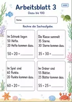 Vorschau - Arbeitsblätter - Sachaufgaben bis 100 | Mathematik Klasse 2 | 7 Arbeitsblätter als PDF - Seite 3