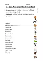 Vorschau - Arbeitsblätter - Wort im Wort - Waldtiere finden - Freiarbeit - Seite 1