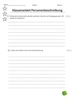 Vorschau - Klassenarbeiten - Personenbeschreibung Klassenarbeit - 4 fach differenziert - Deckblatt