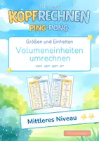 Vorschau - Arbeitsblätter - Volumeneinheiten umrechnen (Mittleres Niveau **) | Training mit der Ping-Pong-Methode - Deckblatt