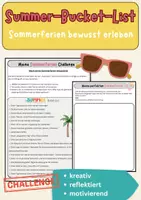 Vorschau - Arbeitsblätter - Sommerferien Bucket List | Ferien-Challenge, Reflexion & Schreibanlass - Deckblatt