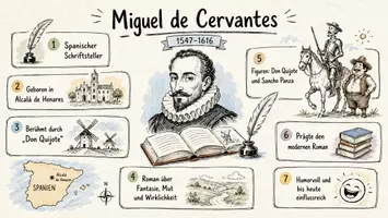 Vorschau - Arbeitsblätter - Arbeitsblätter zum Thema "Miguel de Cervantes" (Lückentext, Hörverstehen) + Lösung & MP3 + Mindmap + Infografik - Seite 1