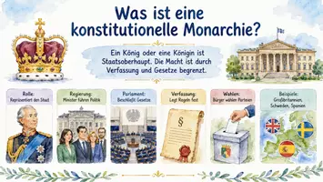 Vorschau - Arbeitsblätter - Arbeitsblatt "Was ist eine konstitutionelle Monarchie?" + interaktive Lösung & MP3 + Mindmap + Infografik - Seite 3