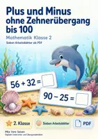 Vorschau - Arbeitsblätter - Plus und Minus ohne Zehnerübergang bis 100 | Mathematik Klasse 2 | 7 Arbeitsblätter als PDF - Deckblatt
