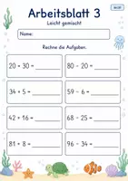 Vorschau - Arbeitsblätter - Plus und Minus ohne Zehnerübergang bis 100 | Mathematik Klasse 2 | 7 Arbeitsblätter als PDF - Seite 3