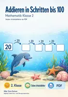 Vorschau - Arbeitsblätter - Addieren in Schritten bis 100 | Mathematik Klasse 2 | 7 Arbeitsblätter als PDF - Deckblatt