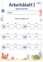 Vorschau - Arbeitsblätter - Addieren in Schritten bis 100 | Mathematik Klasse 2 | 7 Arbeitsblätter als PDF - Seite 1