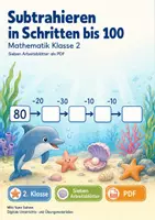 Vorschau - Arbeitsblätter - Subtrahieren in Schritten bis 100 | Mathematik Klasse 2 | 7 Arbeitsblätter als PDF - Deckblatt
