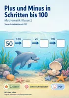 Vorschau - Arbeitsblätter - Plus und Minus in Schritten bis 100 | Mathematik Klasse 2 | 7 Arbeitsblätter als PDF - Deckblatt