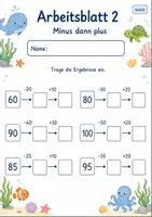 Vorschau - Arbeitsblätter - Plus und Minus in Schritten bis 100 | Mathematik Klasse 2 | 7 Arbeitsblätter als PDF - Seite 2