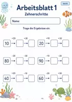Vorschau - Arbeitsblätter - Schrittweise rechnen bis 100 | Mathematik Klasse 2 | 7 Arbeitsblätter als PDF - Seite 1