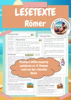 Vorschau - Arbeitsblätter - Lesetexte Römer 🏹 | Dreifach differenziert | Römerzeit – Klasse 3 bis 5 | Lesen und Sachunterricht - Deckblatt