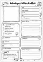 Vorschau - Arbeitsblätter - Kalendergeschichten Klasse 7 | Steckbrief - Seite 1