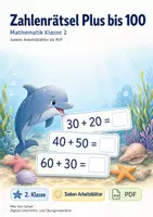 Vorschau - Arbeitsblätter - Zahlenrätsel Plus bis 100 | Mathematik Klasse 2 | 7 Arbeitsblätter als PDF - Deckblatt