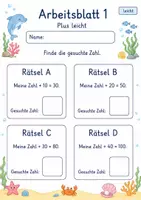 Vorschau - Arbeitsblätter - Zahlenrätsel Plus bis 100 | Mathematik Klasse 2 | 7 Arbeitsblätter als PDF - Seite 1