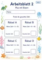 Vorschau - Arbeitsblätter - Zahlenrätsel Plus bis 100 | Mathematik Klasse 2 | 7 Arbeitsblätter als PDF - Seite 2