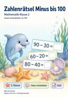 Vorschau - Arbeitsblätter - Zahlenrätsel Minus bis 100 | Mathematik Klasse 2 | 7 Arbeitsblätter als PDF - Deckblatt