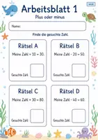 Vorschau - Arbeitsblätter - Zahlenrätsel Plus und Minus bis 100 | Mathematik Klasse 2 | 7 Arbeitsblätter als PDF - Seite 1