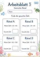 Vorschau - Arbeitsblätter - Zahlenrätsel Plus und Minus bis 100 | Mathematik Klasse 2 | 7 Arbeitsblätter als PDF - Seite 3