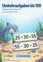 Vorschau - Arbeitsblätter - Umkehraufgaben bis 100 | Mathematik Klasse 2 | 7 Arbeitsblätter als PDF - Deckblatt