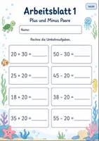 Vorschau - Arbeitsblätter - Umkehraufgaben bis 100 | Mathematik Klasse 2 | 7 Arbeitsblätter als PDF - Seite 1