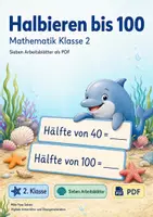 Vorschau - Arbeitsblätter - Halbieren bis 100 | Mathematik Klasse 2 | 7 Arbeitsblätter als PDF - Deckblatt