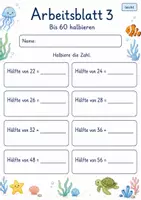 Vorschau - Arbeitsblätter - Halbieren bis 100 | Mathematik Klasse 2 | 7 Arbeitsblätter als PDF - Seite 3
