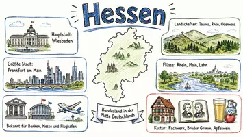Vorschau - Arbeitsblätter - Arbeitsblatt "Hessen" + Onlineübung & MP3 + Mindmap + Infografik - Seite 1