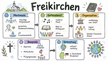Vorschau - Arbeitsblätter - Arbeitsblätter zum Thema "Freikirche" + Lösung & MP3 + Mindmap + Infografik - Seite 1