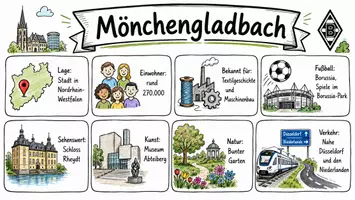 Vorschau - Arbeitsblätter - Arbeitsblätter zum Thema "Mönchengladbach" + Lösung & MP3 + Mindmap + Infografik - Seite 1