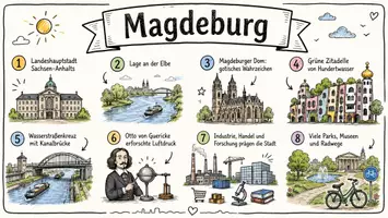 Vorschau - Arbeitsblätter - AB mit Fragen zum Thema "Magdeburg" + Lösungsblatt + Infografik - Seite 1