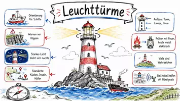 Vorschau - Arbeitsblätter - AB mit Fragen zum Thema "Leuchtturm" + Lösungsblatt + Infografik - Seite 1
