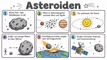 Vorschau - Arbeitsblätter - AB mit Fragen zum Thema "Asteroiden" + Lösungsblatt + Infografik - Seite 1
