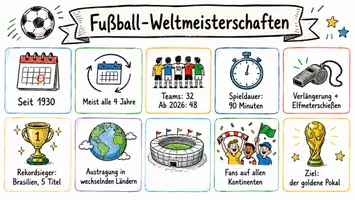 Vorschau - Arbeitsblätter - AB mit Fragen zum Thema "Fußball-Weltmeisterschaft" + Lösungsblatt + Infografik - Seite 1