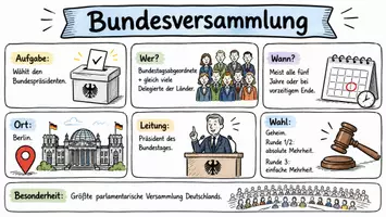 Vorschau - Arbeitsblätter - AB mit Fragen zum Thema "Bundesversammlung" + Lösungsblatt + Infografik - Seite 1