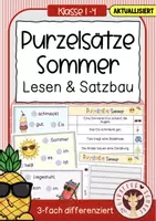 Vorschau - Unterrichtsreihen - Purzelsätze / Schüttelsätze Sommer - Satzbau üben (Klasse 1–4) - Deckblatt