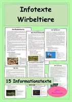 Vorschau - Stundenentwürfe - 15 Infotexte zu Wirbeltieren - Aufgaben und Steckbrief - Deckblatt