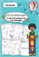 Vorschau - Arbeitsblätter - Schneideübungen ABC Vorschule | Buchstaben schneiden für Kita - Deckblatt