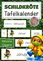 Vorschau - Anderer Materialtyp - Schildkrötenklasse Tafelkalender Klassentier Schildkröte - Deckblatt
