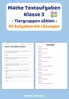 Vorschau - Stundenentwürfe - Mathe Textaufgaben Klasse 3 – Tiergruppen zählen (30 Aufgaben mit Lösungen) - Deckblatt