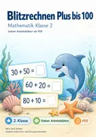 Vorschau - Arbeitsblätter - Blitzrechnen Plus bis 100 | Mathematik Klasse 2 | 7 Arbeitsblätter als PDF - Deckblatt