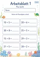 Vorschau - Arbeitsblätter - Blitzrechnen Plus bis 100 | Mathematik Klasse 2 | 7 Arbeitsblätter als PDF - Seite 1
