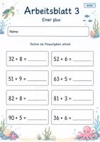 Vorschau - Arbeitsblätter - Blitzrechnen Plus bis 100 | Mathematik Klasse 2 | 7 Arbeitsblätter als PDF - Seite 3