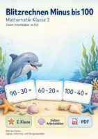 Vorschau - Arbeitsblätter - Blitzrechnen Minus bis 100 | Mathematik Klasse 2 | 7 Arbeitsblätter als PDF - Deckblatt