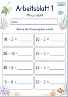 Vorschau - Arbeitsblätter - Blitzrechnen Minus bis 100 | Mathematik Klasse 2 | 7 Arbeitsblätter als PDF - Seite 1