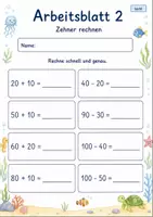 Vorschau - Arbeitsblätter - Blitzrechnen Plus und Minus bis 100 | Mathematik Klasse 2 | 7 Arbeitsblätter als PDF - Seite 2