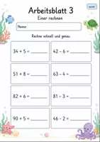 Vorschau - Arbeitsblätter - Blitzrechnen Plus und Minus bis 100 | Mathematik Klasse 2 | 7 Arbeitsblätter als PDF - Seite 3