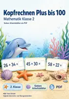 Vorschau - Arbeitsblätter - Kopfrechnen Plus bis 100 | Mathematik Klasse 2 | 7 Arbeitsblätter als PDF - Deckblatt